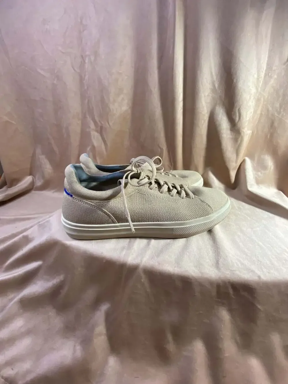Rothy's RS02 Lace-Up Low Top Knit Sneakers in Beige